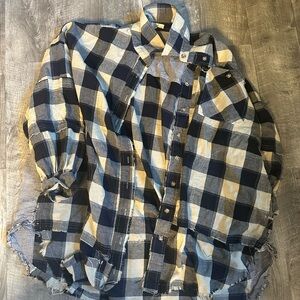 Women’s  Blue and White Checkered Shirt